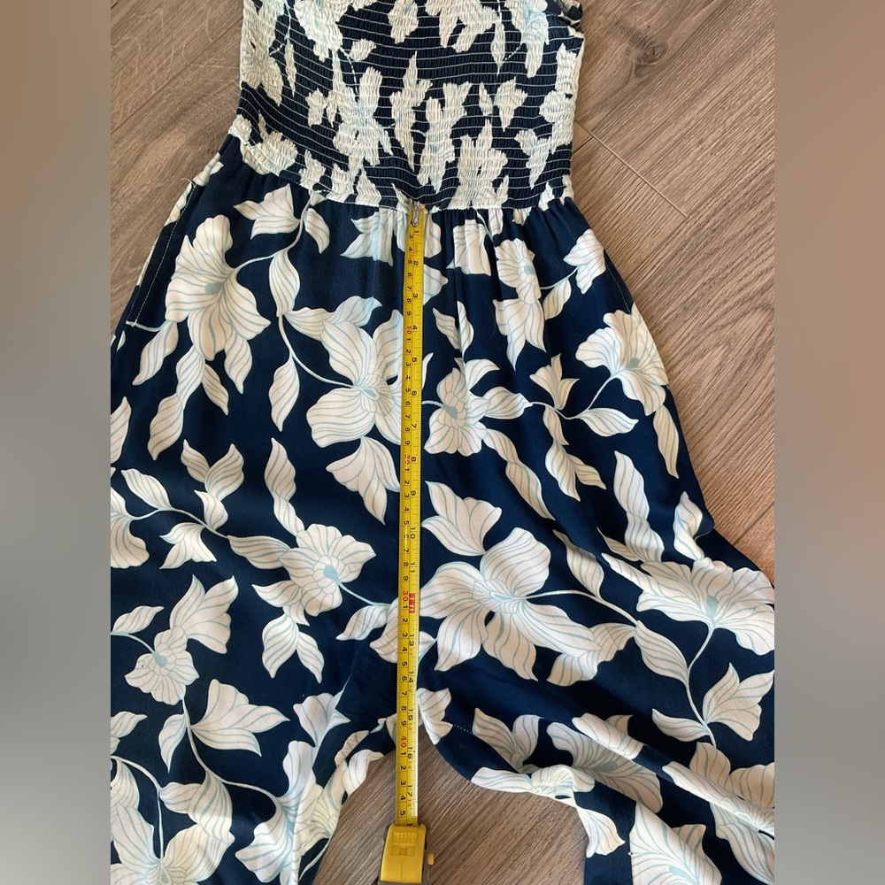 Japna Floral Wide Leg One shoulder smocked Jumpsuit. - Picture 11 of 13